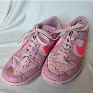 Nike Dunk Low Womens 5.5 Pink Red Swoosh Sneakers AS IS